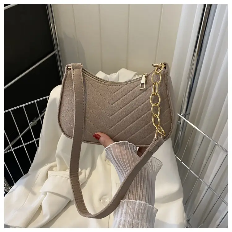 Women's Retro Quilted Shoulder Bag Cream Beige Chain — feature 32