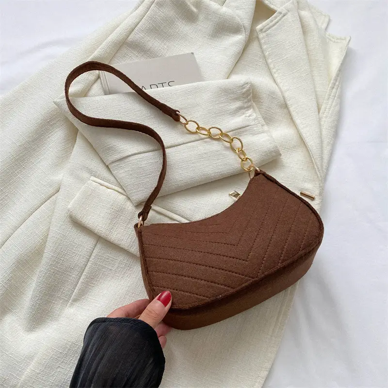 Women's Retro Quilted Shoulder Bag Cream Beige Chain - Image 6