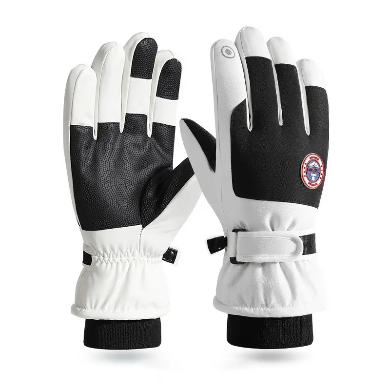 Wholesale winter ski gloves windproof waterproof fleece-lined warm touch screen outdoor riding electric car gloves thickened men