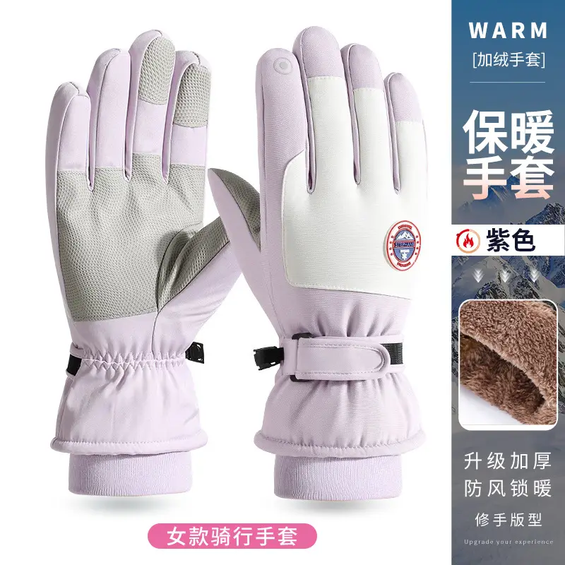 Wholesale winter ski gloves windproof waterproof fleece-lined warm touch screen outdoor riding electric car gloves thickened men