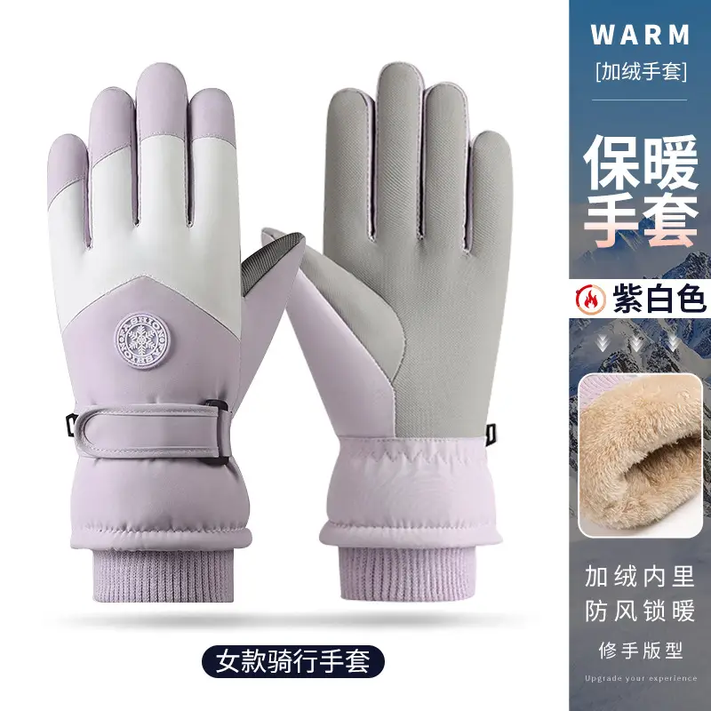 Wholesale winter ski gloves windproof waterproof fleece-lined warm touch screen outdoor riding electric car gloves thickened men