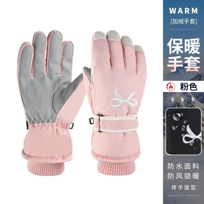 Wholesale winter ski gloves windproof waterproof fleece-lined warm touch screen outdoor riding electric car gloves thickened men