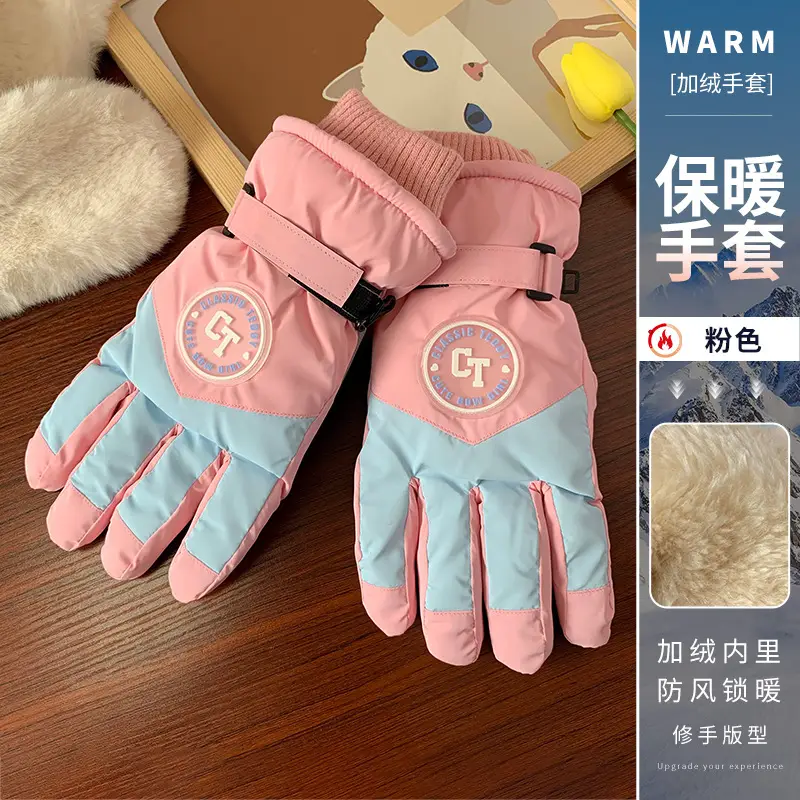 Wholesale winter ski gloves windproof waterproof fleece-lined warm touch screen outdoor riding electric car gloves thickened men