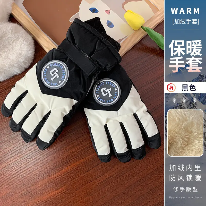 Wholesale winter ski gloves windproof waterproof fleece-lined warm touch screen outdoor riding electric car gloves thickened men