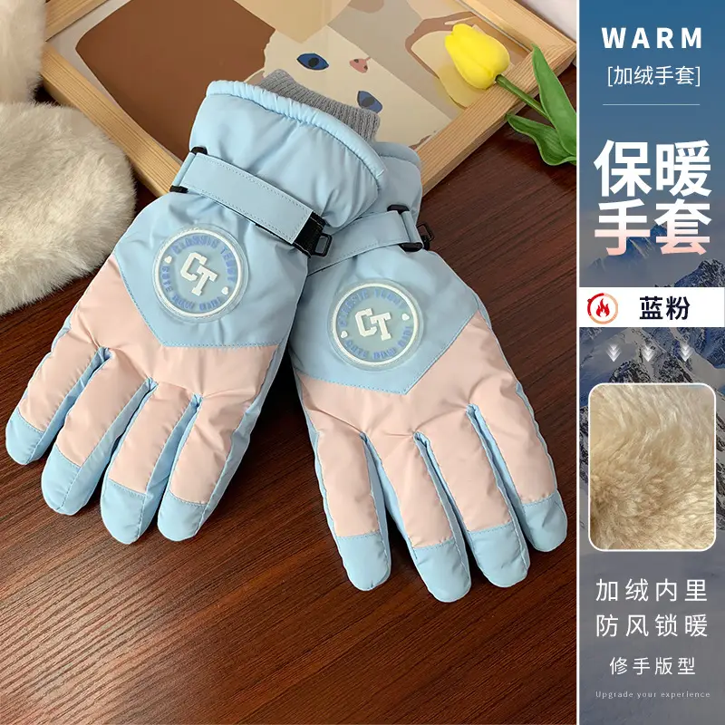 Wholesale winter ski gloves windproof waterproof fleece-lined warm touch screen outdoor riding electric car gloves thickened men