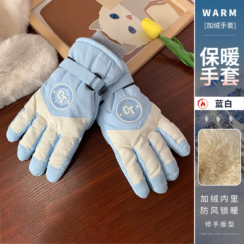 Wholesale winter ski gloves windproof waterproof fleece-lined warm touch screen outdoor riding electric car gloves thickened men