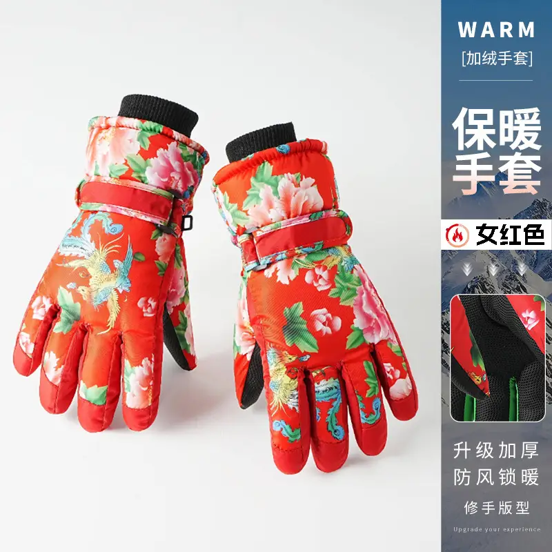 Wholesale winter ski gloves windproof waterproof fleece-lined warm touch screen outdoor riding electric car gloves thickened men