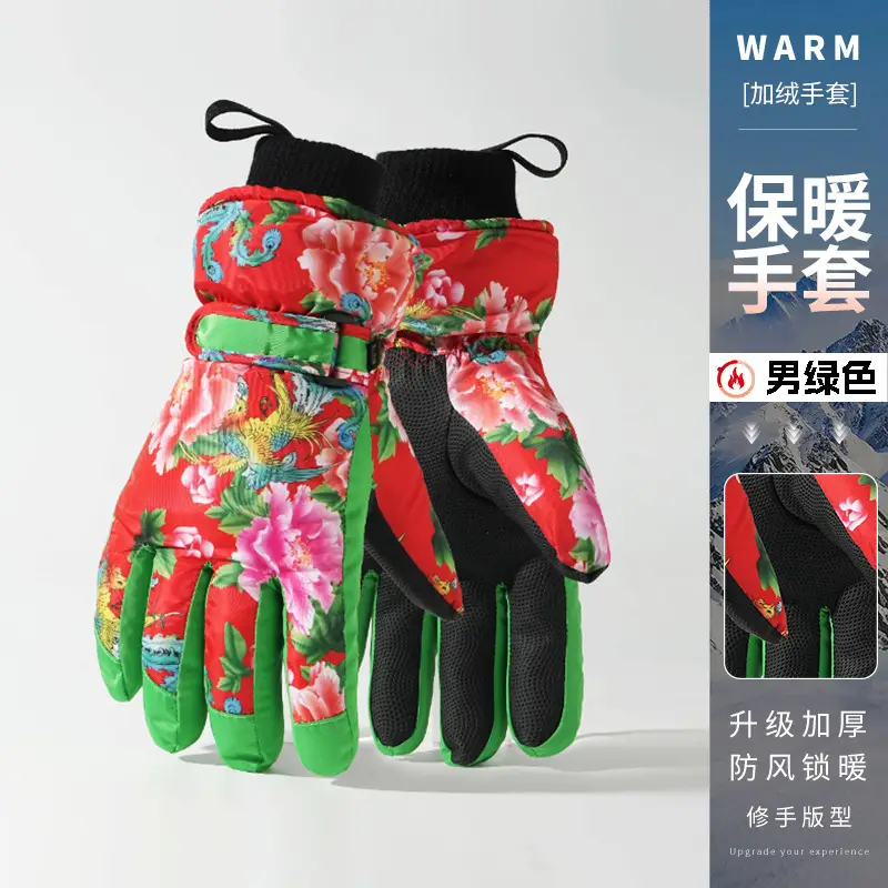Wholesale winter ski gloves windproof waterproof fleece-lined warm touch screen outdoor riding electric car gloves thickened men