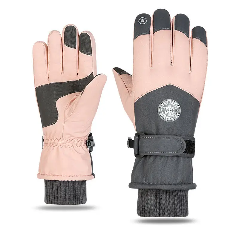 Wholesale winter ski gloves windproof waterproof fleece-lined warm touch screen outdoor riding electric car gloves thickened men