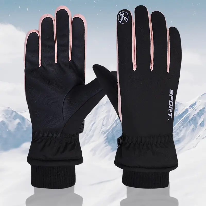 Wholesale winter ski gloves windproof waterproof fleece-lined warm touch screen outdoor riding electric car gloves thickened men
