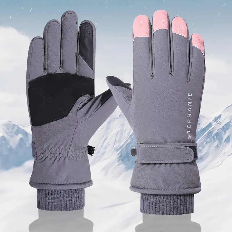 Wholesale winter ski gloves windproof waterproof fleece-lined warm touch screen outdoor riding electric car gloves thickened men
