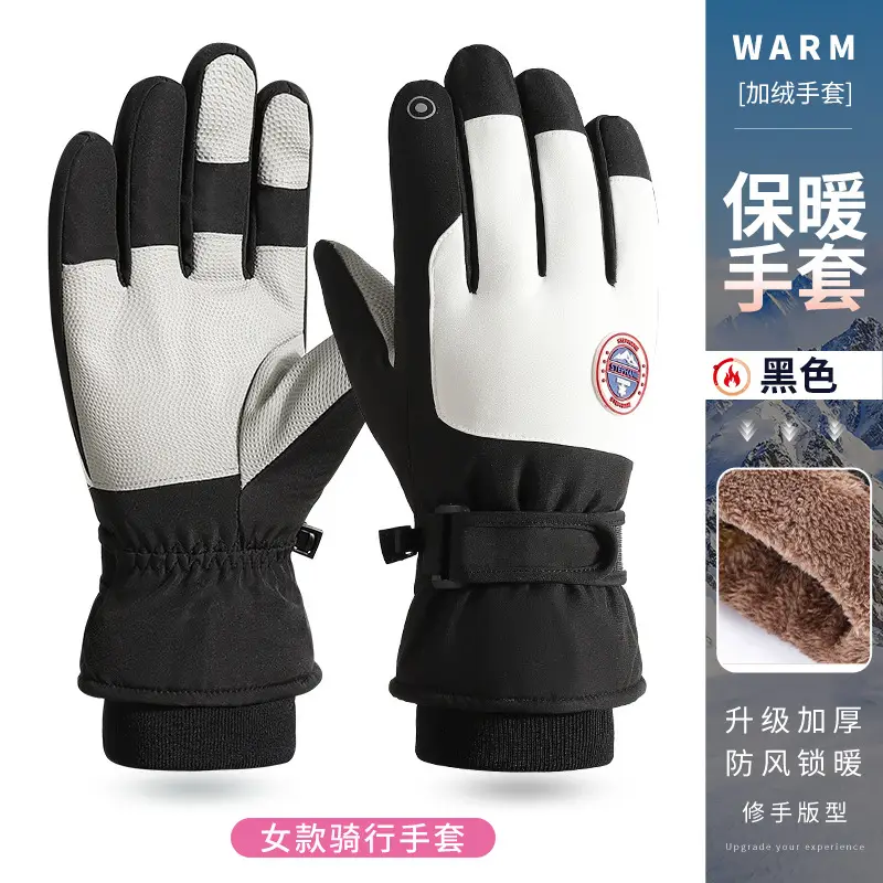 Wholesale winter ski gloves windproof waterproof fleece-lined warm touch screen outdoor riding electric car gloves thickened men