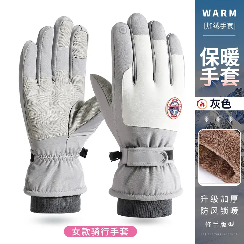 Wholesale winter ski gloves windproof waterproof fleece-lined warm touch screen outdoor riding electric car gloves thickened men