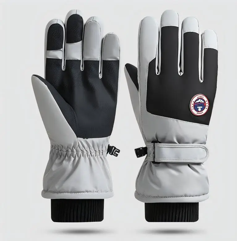 Wholesale winter ski gloves windproof waterproof fleece-lined warm touch screen outdoor riding electric car gloves thickened men