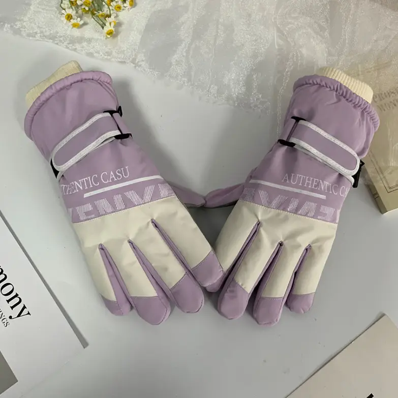 Wholesale winter ski gloves windproof waterproof fleece-lined warm touch screen outdoor riding electric car gloves thickened men