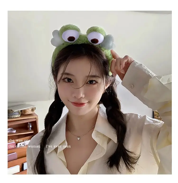 Cute Green Plush Frog Headband with Big Eyes — feature 31