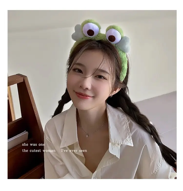 Cute Green Plush Frog Headband with Big Eyes — feature 33