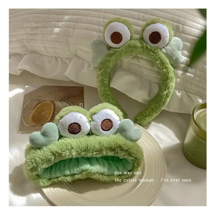 Cute Green Plush Frog Headband with Big Eyes — feature 36