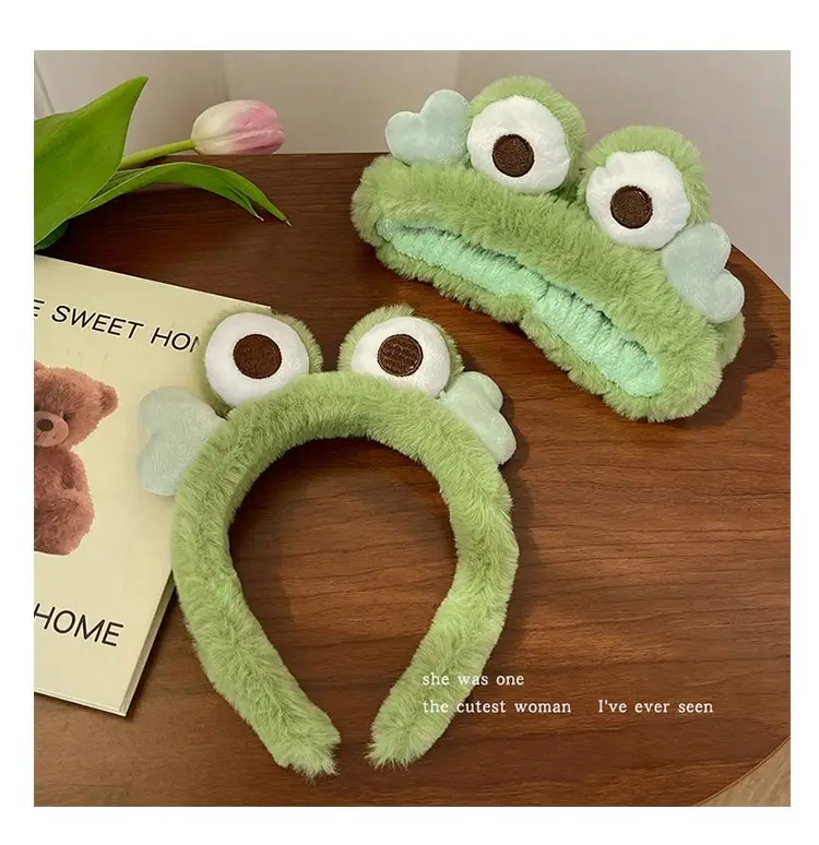 Cute Green Plush Frog Headband with Big Eyes — feature 37