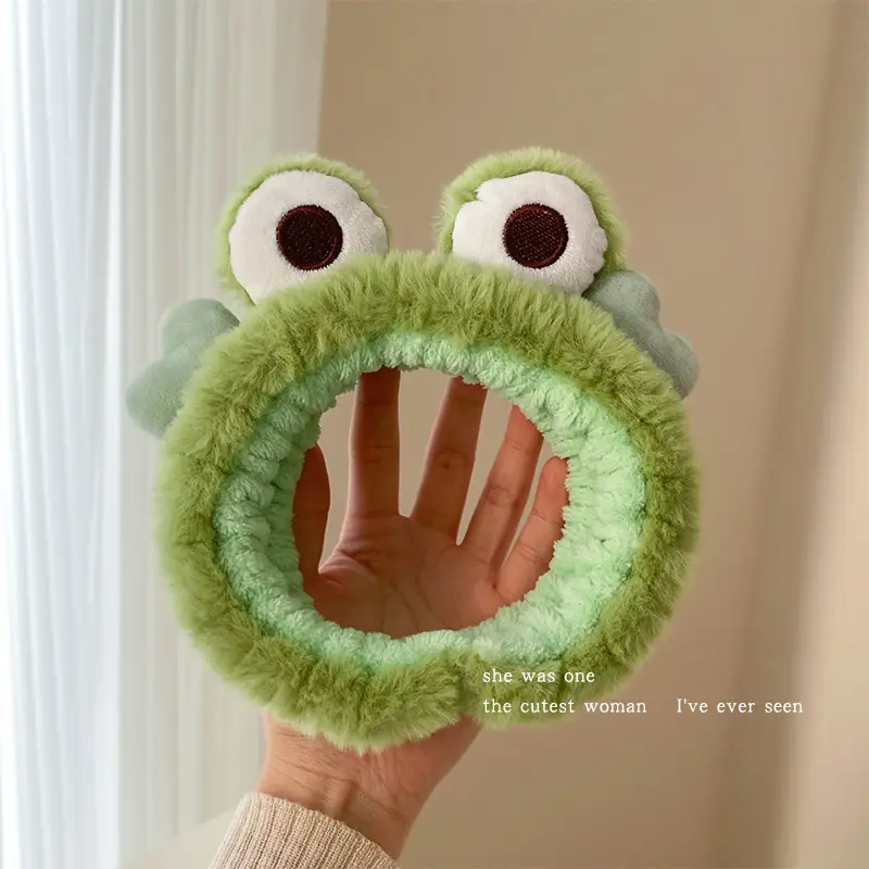 Cute Green Plush Frog Headband with Big Eyes