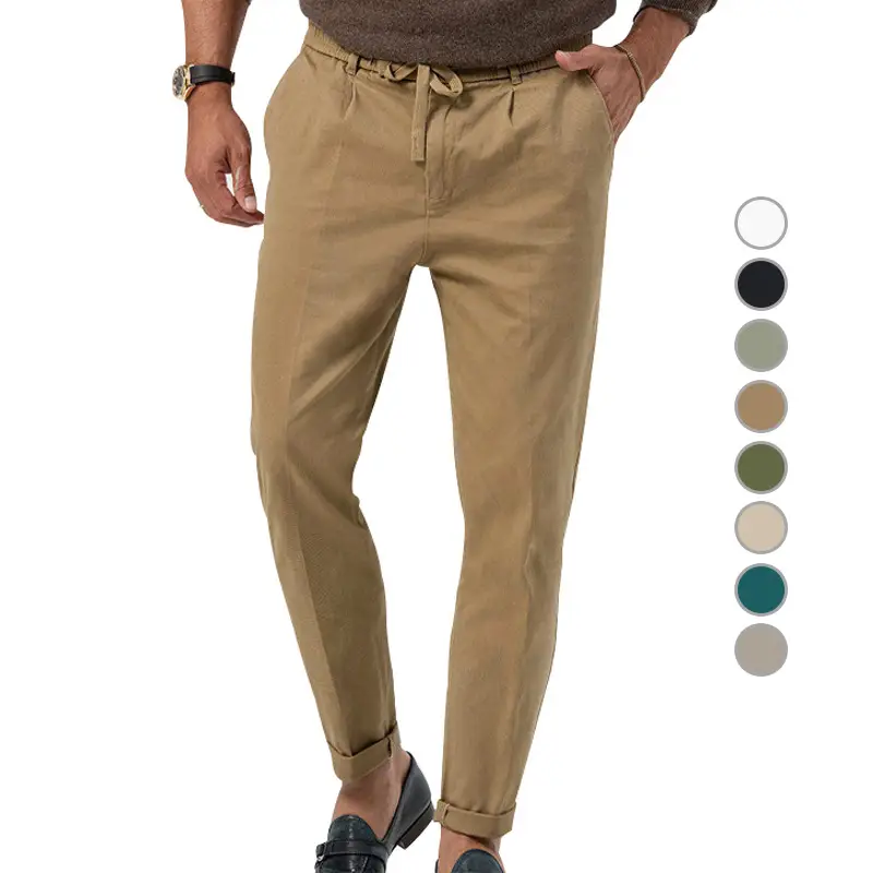 Men Green Straight Cut Casual Pants Large