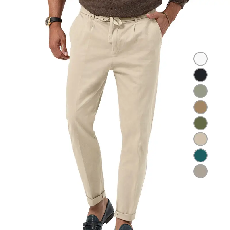 Men Green Straight Cut Casual Pants Large