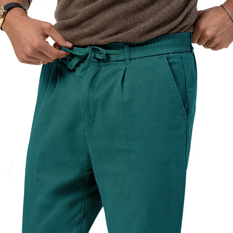Men Green Straight Cut Casual Pants Large — feature 30