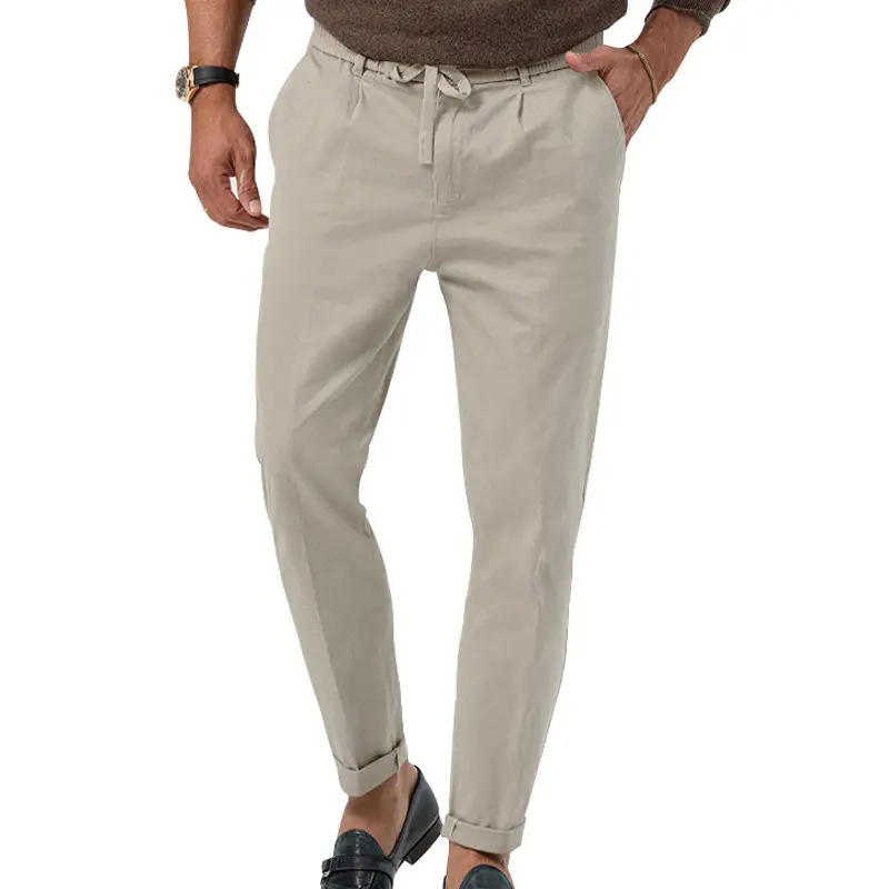 Men Green Straight Cut Casual Pants Large