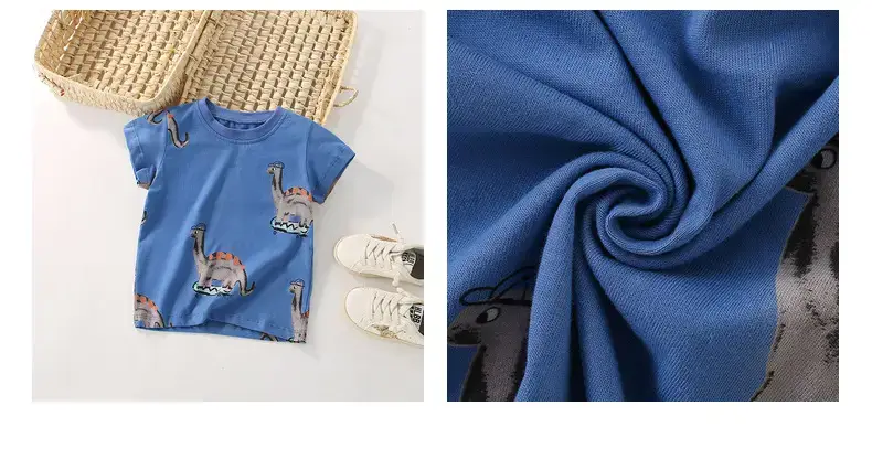 Boys Dinosaur Print T-Shirt Blue Short Sleeve — feature 42