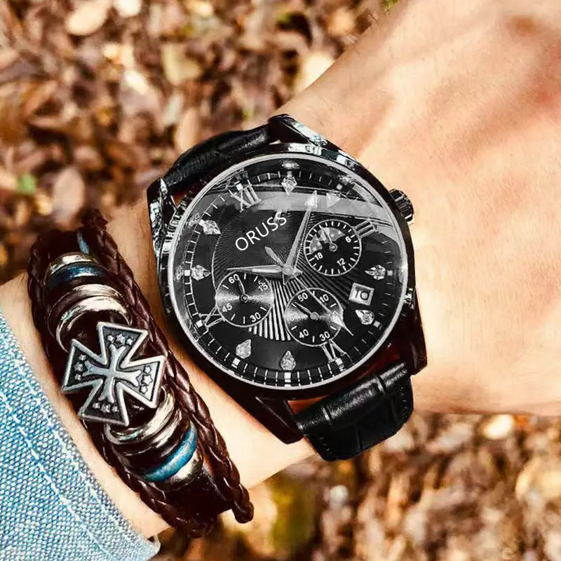 Full-automatic movement watch Swiss brand waterproof luminous men's watch calendar into non-mechanical high-end fashion watches