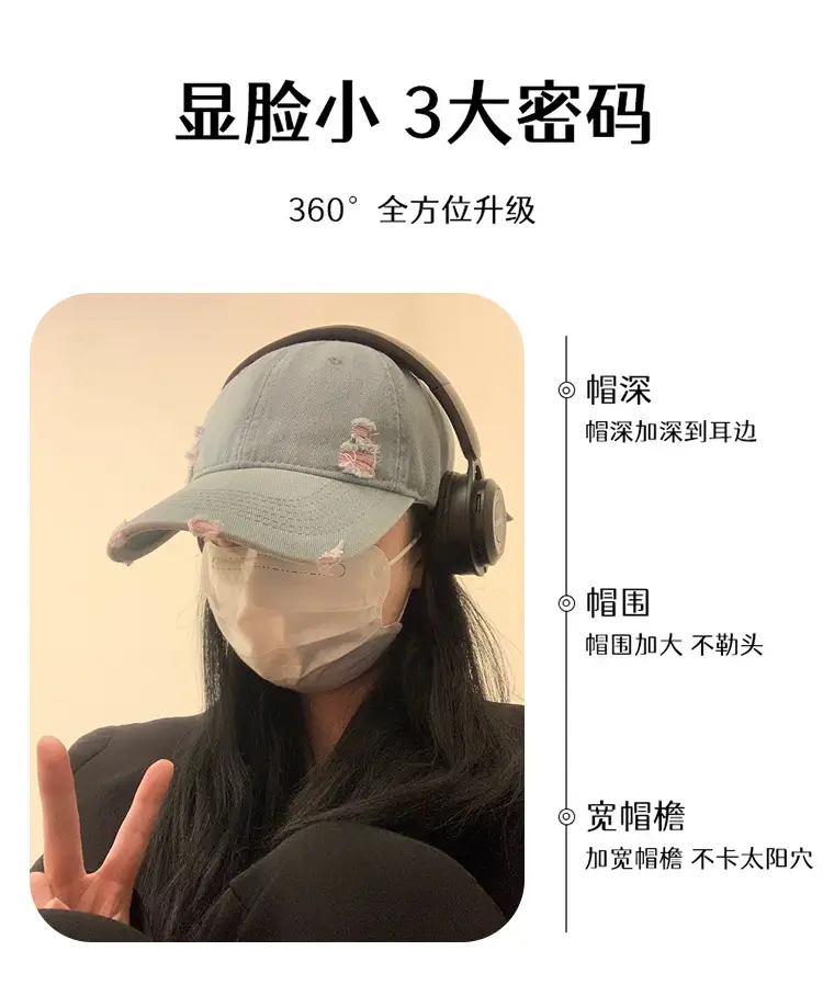 Men Baseball Cap Light Blue Retro Embroidery — feature 3