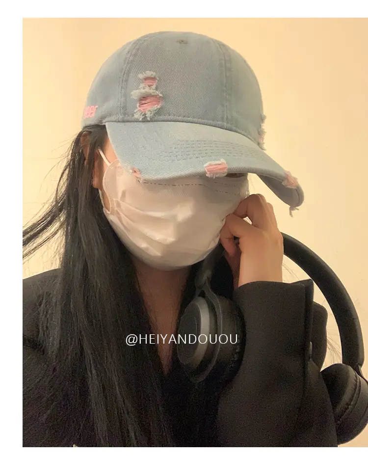 Men Baseball Cap Light Blue Retro Embroidery — feature 7