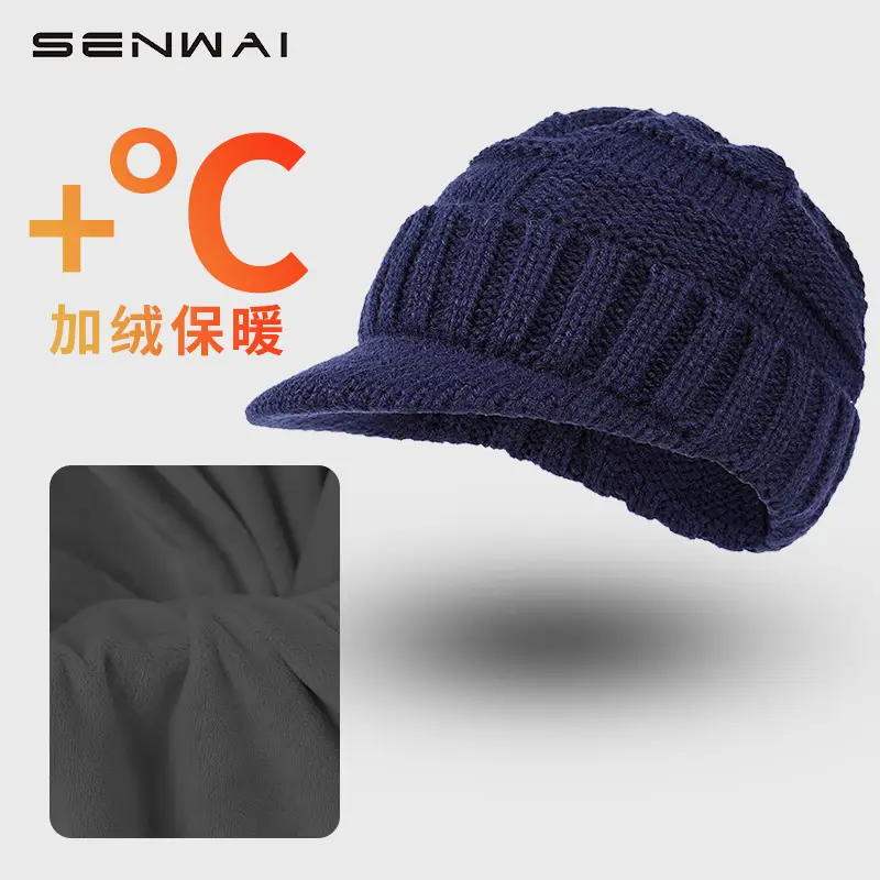 Men's Winter Fleece Cap Navy Blue Warm Ear Protection - Image 7