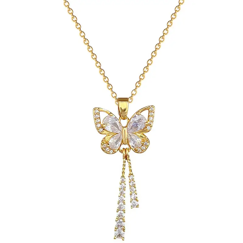 Titanium Steel Butterfly Tassel Necklace for Women - Image 6