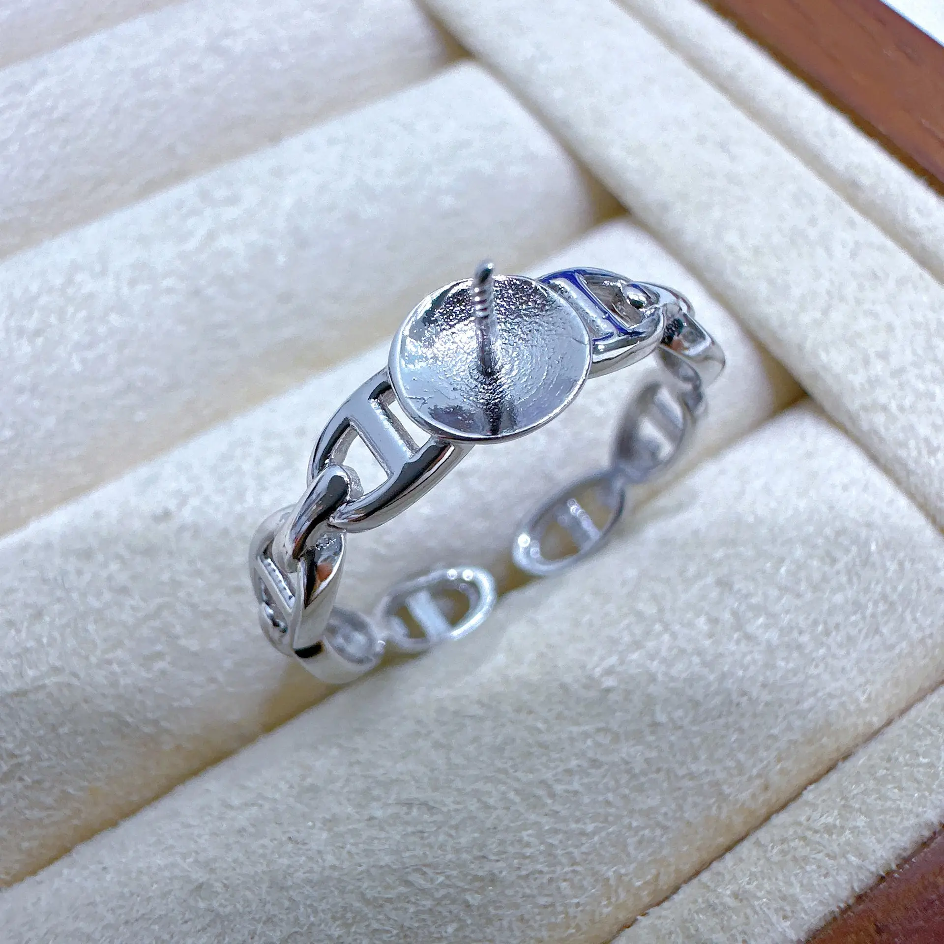DIY Freshwater Pearl Ring Silver 8mm S925 - Image 4