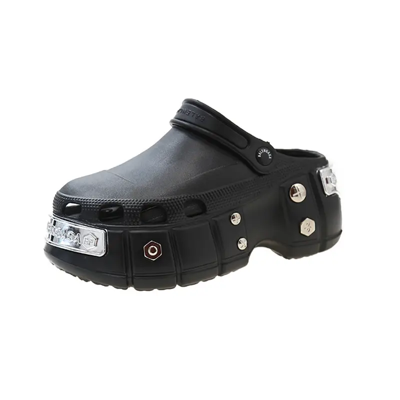 Internet celebrity slippers metal heightened platform Paris hole shoes women's summer 2023 Summer new breathable outerwear sandals - Image 9