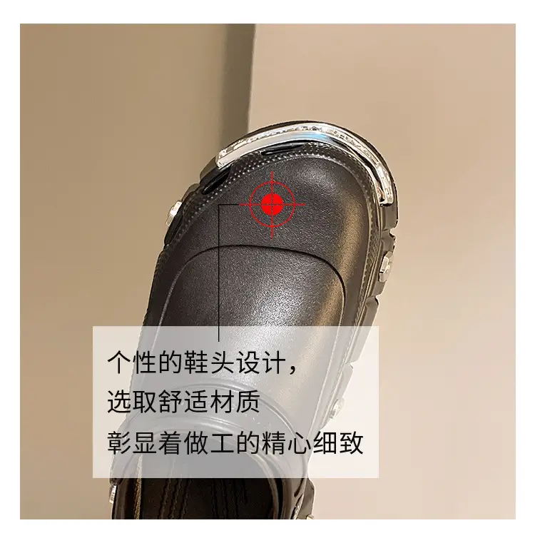 Internet celebrity slippers metal heightened platform Paris hole shoes women's summer 2023 Summer new breathable outerwear sandals — feature 15