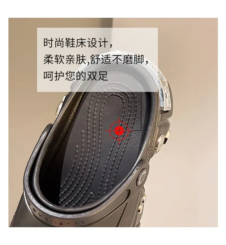 Internet celebrity slippers metal heightened platform Paris hole shoes women's summer 2023 Summer new breathable outerwear sandals — feature 16