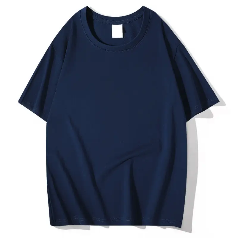 Men Navy Blue Loose Fit T-Shirt 260g Cotton - Image 9