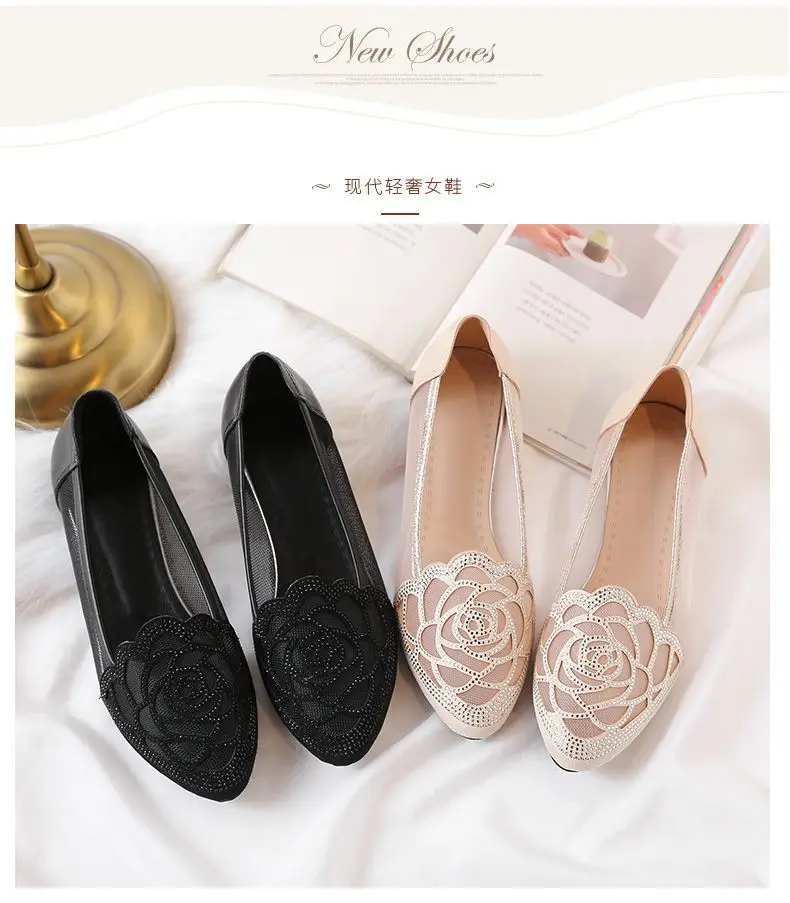 Soft Leather Single-layer Shoes Women's Mesh Flat Hollow Flat Heel Sandals Women's Summer 2023 New Toe Frosted Large Size Women's Shoes — feature 10