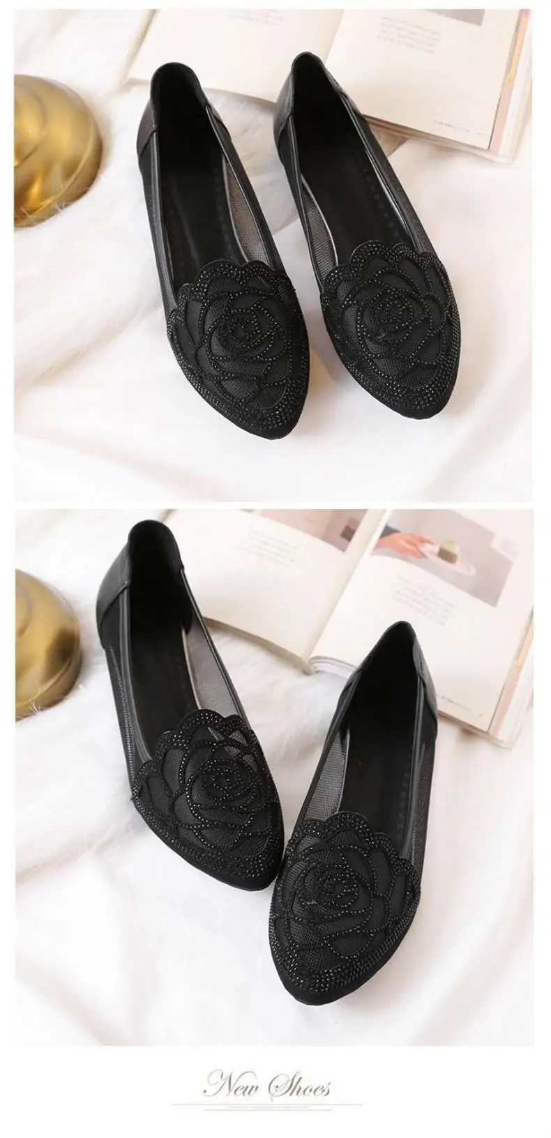 Soft Leather Single-layer Shoes Women's Mesh Flat Hollow Flat Heel Sandals Women's Summer 2023 New Toe Frosted Large Size Women's Shoes — feature 11