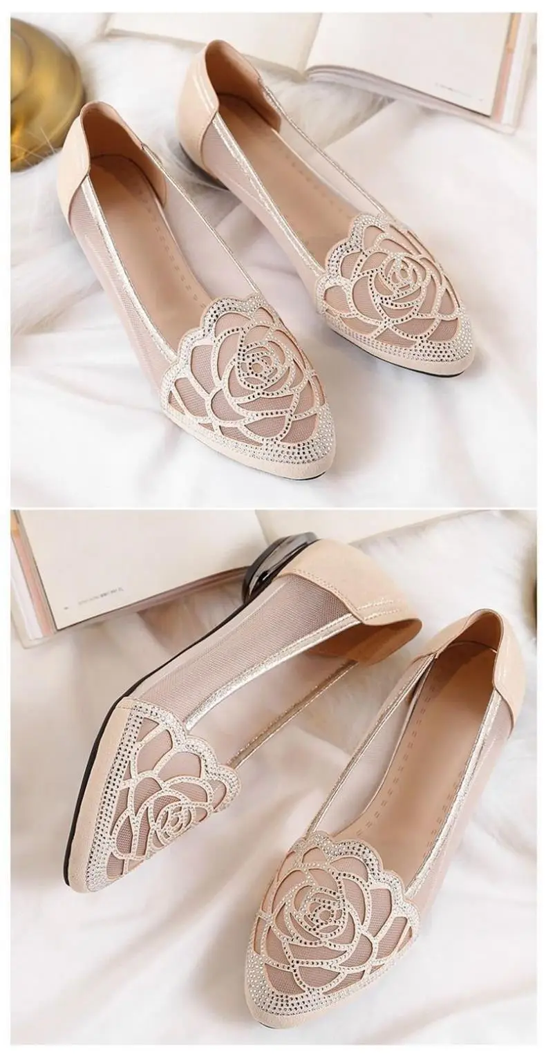 Soft Leather Single-layer Shoes Women's Mesh Flat Hollow Flat Heel Sandals Women's Summer 2023 New Toe Frosted Large Size Women's Shoes — feature 12