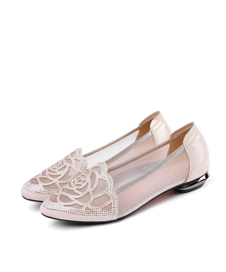 Soft Leather Single-layer Shoes Women's Mesh Flat Hollow Flat Heel Sandals Women's Summer 2023 New Toe Frosted Large Size Women's Shoes — feature 16