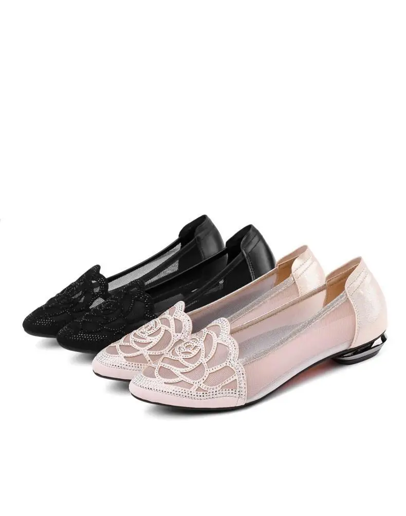 Soft Leather Single-layer Shoes Women's Mesh Flat Hollow Flat Heel Sandals Women's Summer 2023 New Toe Frosted Large Size Women's Shoes — feature 17