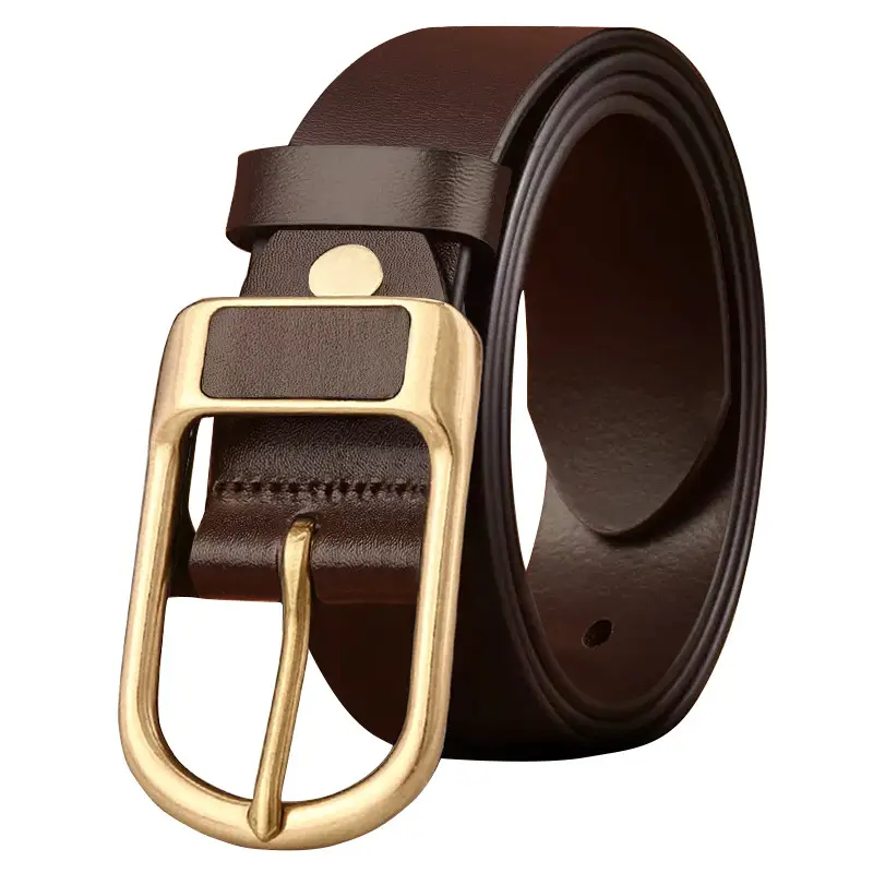 Vintage Brown Leather Belt with Gold Buckle