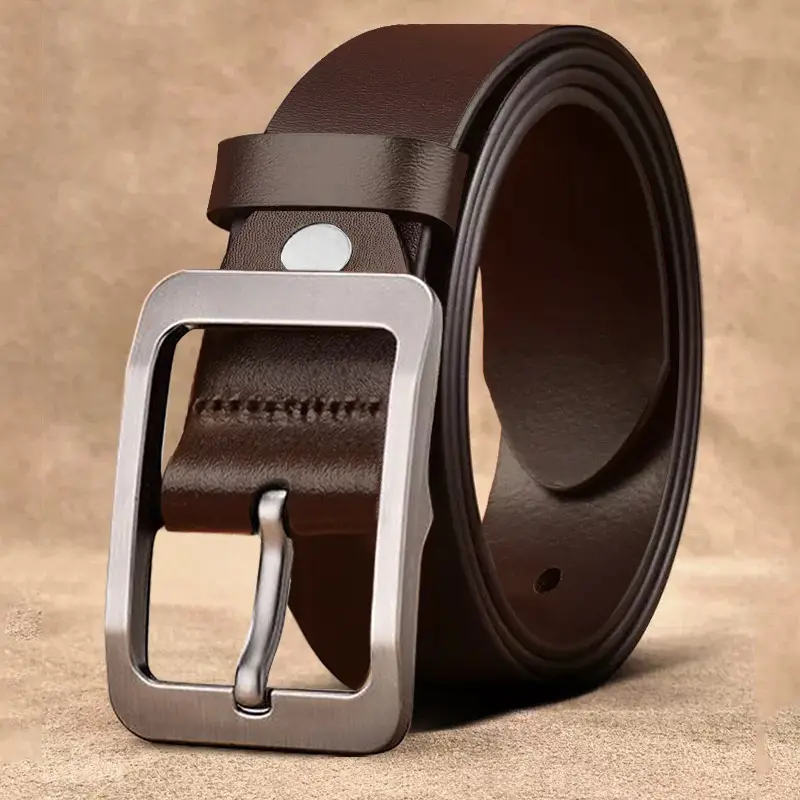 Vintage Brown Leather Belt with Gold Buckle