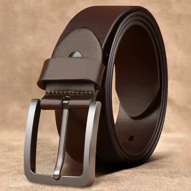 Vintage Brown Leather Belt with Gold Buckle