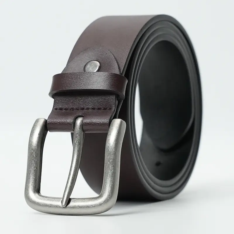 Vintage Brown Leather Belt with Gold Buckle