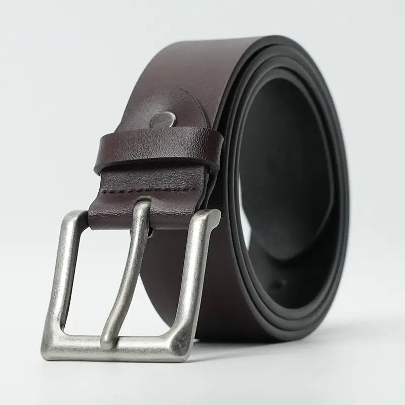Vintage Brown Leather Belt with Gold Buckle