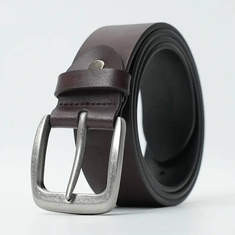 Vintage Brown Leather Belt with Gold Buckle